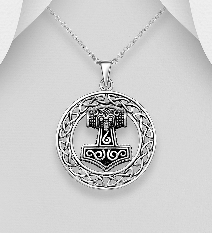 Wholesale 925 Sterling Silver Round Oxidized Celtic Anchor Pendant - SKU #767-685
