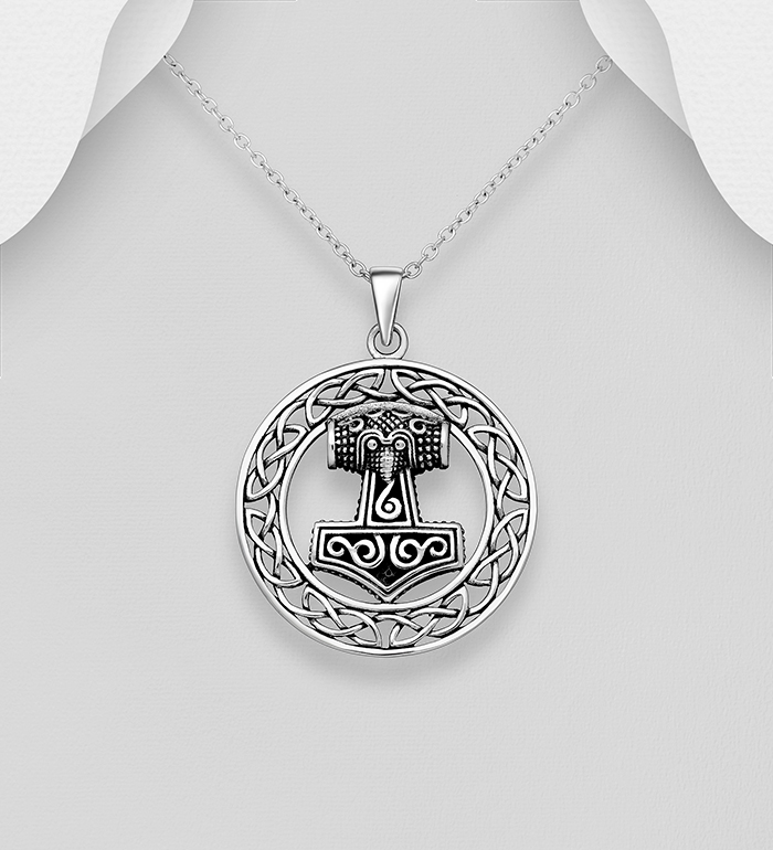 Wholesale 925 Sterling Silver Round Oxidized Celtic Anchor Pendant - SKU #767-685