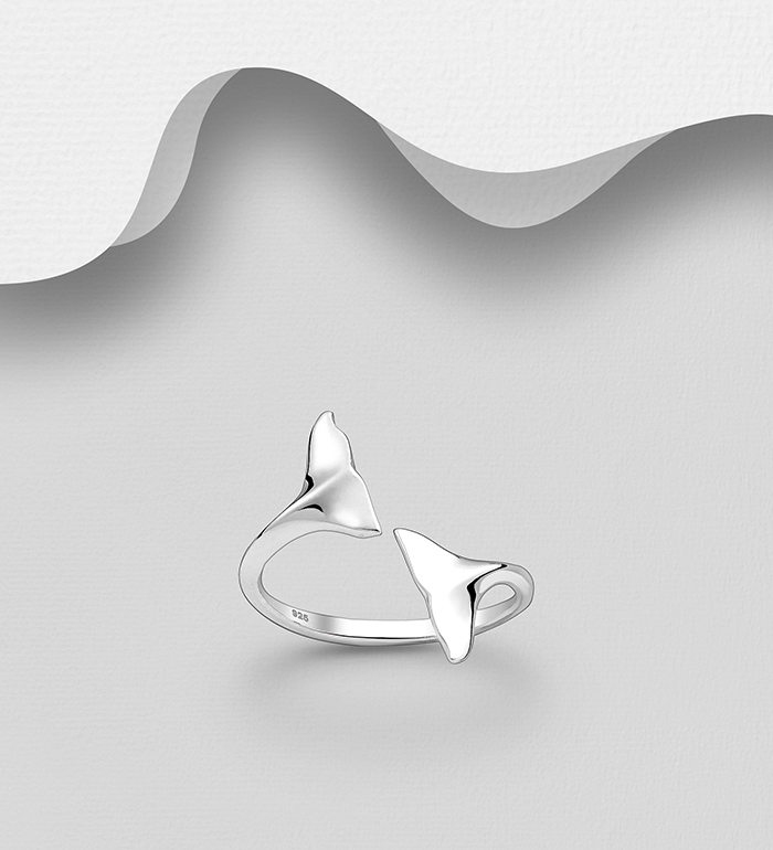 Wholesale 925 Sterling Silver Adjustable Whale Tail Ring - SKU #706-20081