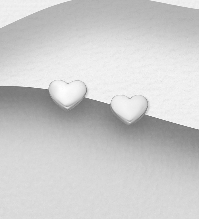 Wholesale 925 Sterling Silver Heart Push-Back Earrings - SKU #1063-1036