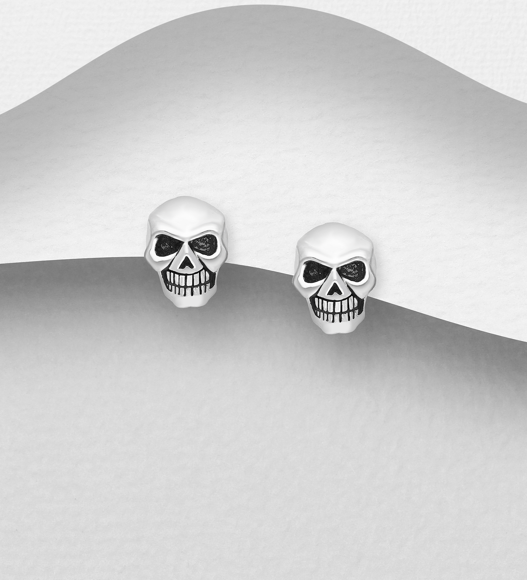 Wholesale 925 Sterling Silver Push-Back Skull Earrings - SKU #768-360