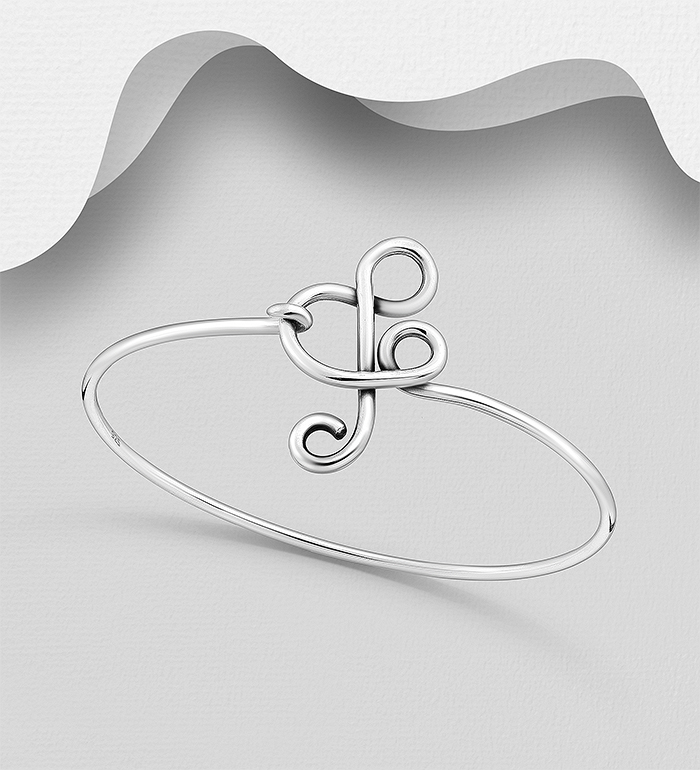 Wholesale 925 Sterling Silver Musical Notes Bangle - SKU #706-20427