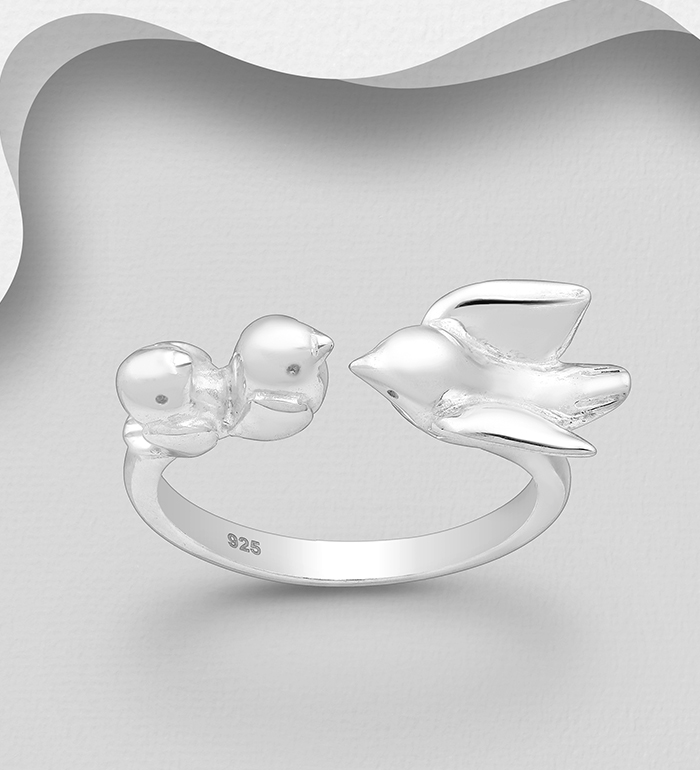 Wholesale 925 Sterling Silver Adjustable Bird Ring - SKU #1063-1129