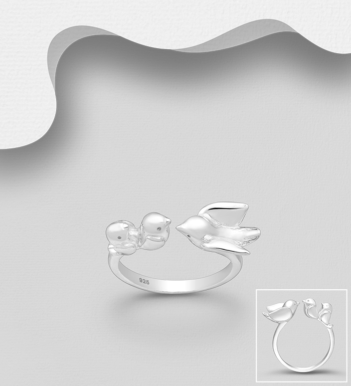 Wholesale 925 Sterling Silver Adjustable Bird Ring - SKU #1063-1129