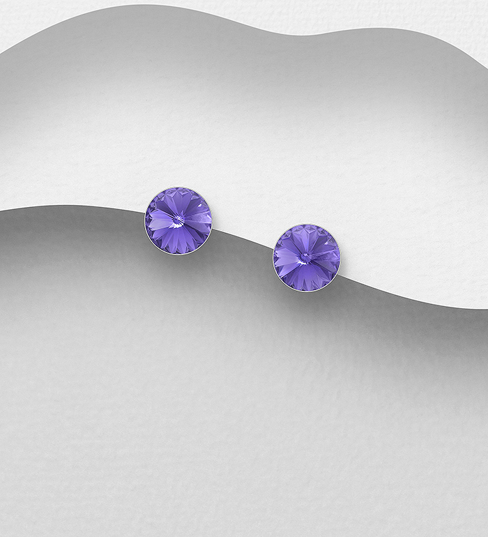 Sparkle by 7K - Wholesale 925 Sterling Silver Push-Back Earrings Decorated with Fine Austrian Crystals - SKU #1583-118