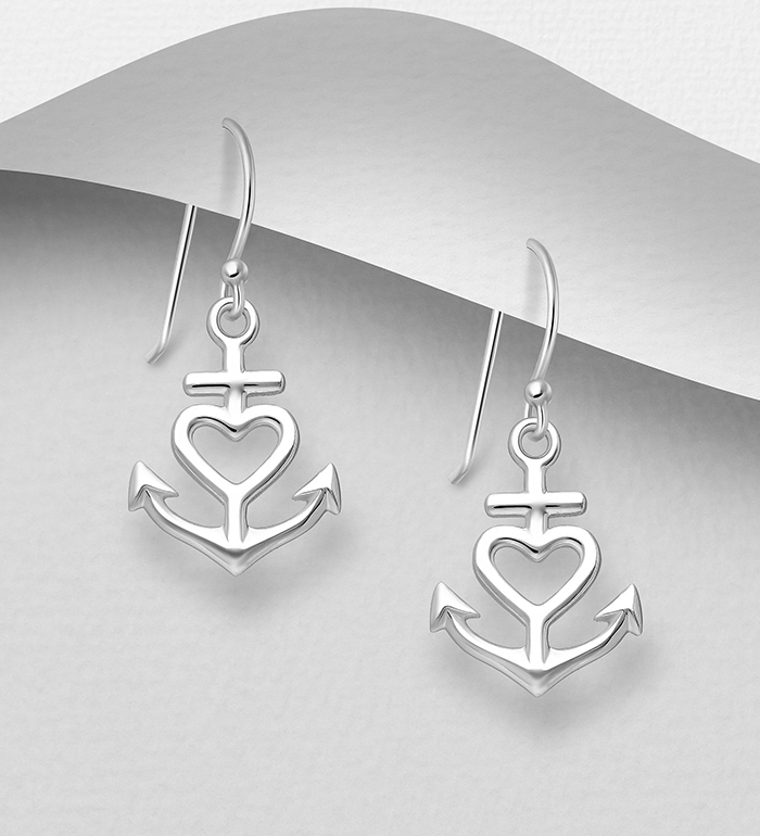Wholesale 925 Sterling Silver Anchor, Cross and Heart Hook Earrings - SKU #1063-1253
