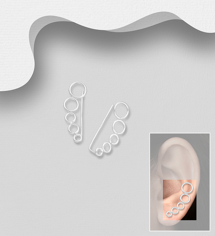 Wholesale 925 Sterling Silver Circle Ear Pins - SKU #706-20868