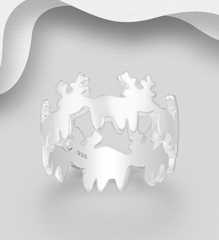 Wholesale 925 Sterling Silver Reindeer Ring - SKU #1063-1299