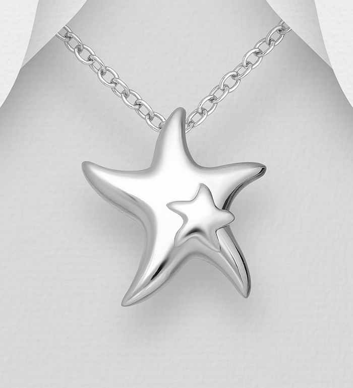Wholesale 925 Sterling Silver Starfish Pendant - SKU #1063-1195