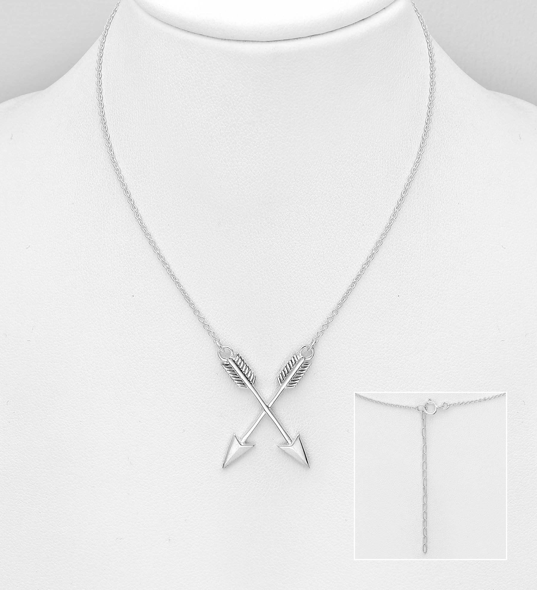 Wholesale 925 Sterling Silver Oxidized Arrow Necklace - SKU #1063-974