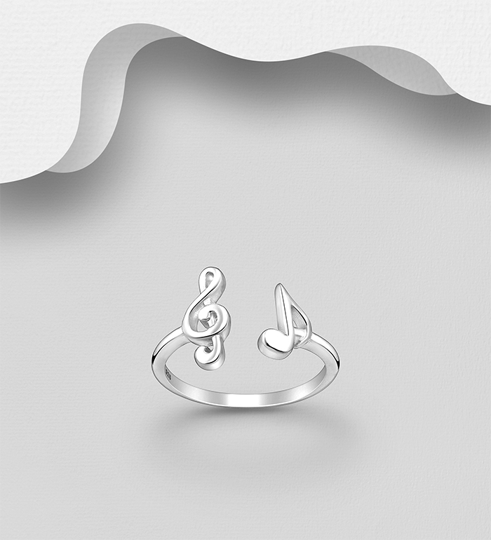 Wholesale 925 Sterling Silver Adjustable Music Notes Ring - SKU #1063-1105