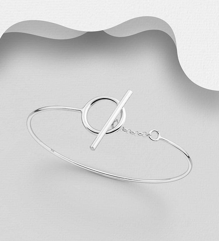Wholesale 925 Sterling Silver Toggle Clasp Bangle - SKU #706-21231