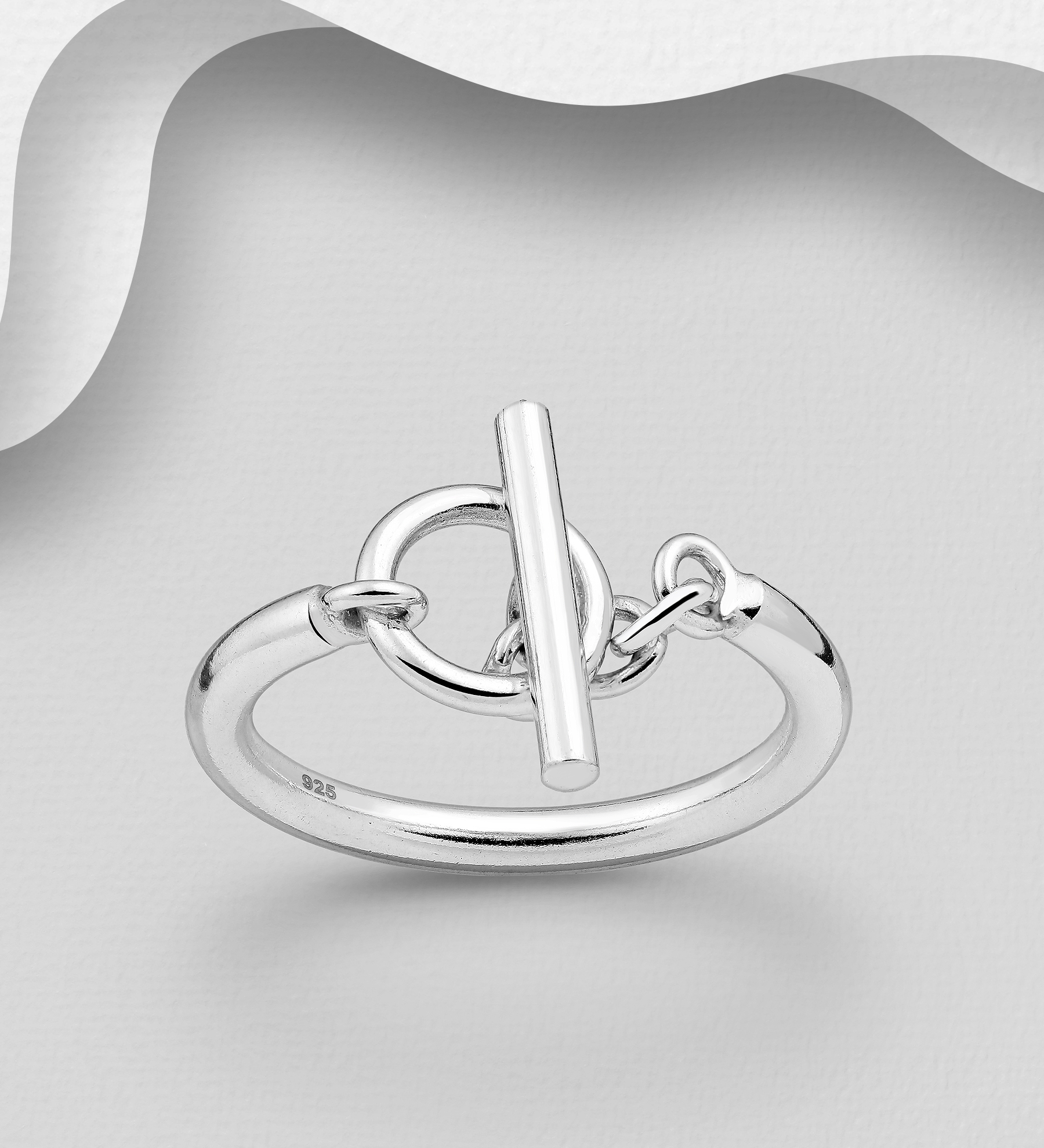 Wholesale 925 Sterling Silver Toggle Clasp Ring - SKU #706-21345