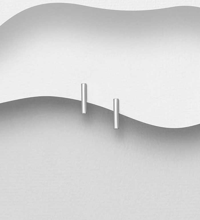 Wholesale 925 Sterling Silver Push-Back Bar Earrings - SKU #706-21388