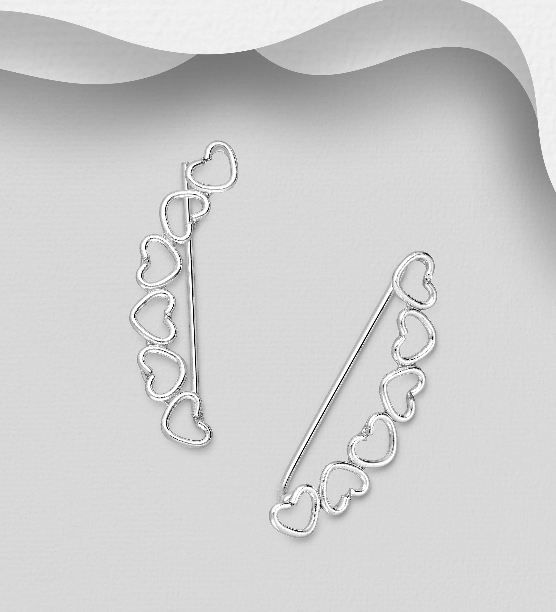 Wholesale 925 Sterling Silver Heart Ear Pins - SKU #706-21586