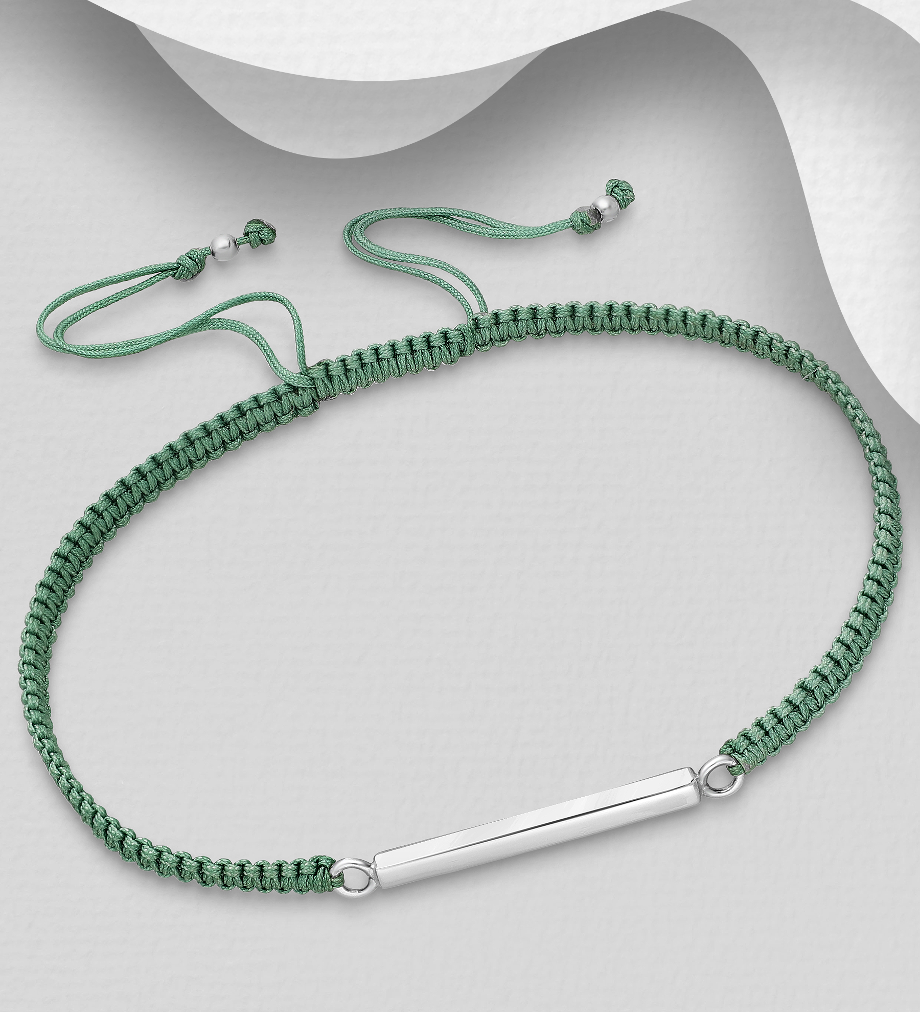 Wholesale 925 Sterling Silver Bar with Adjustable Thread Bracelet - SKU #706-21638