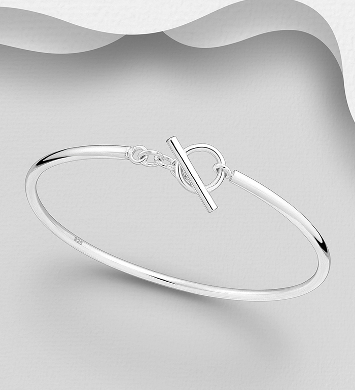 Wholesale 925 Sterling Silver Toggle Clasp Bangle - SKU #706-21684