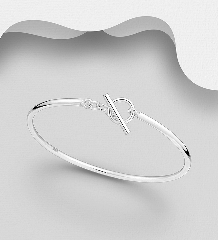 Wholesale 925 Sterling Silver Toggle Clasp Bangle - SKU #706-21684