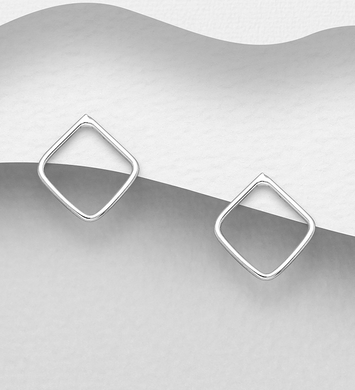 Wholesale 925 Sterling Silver Square Push-Back Earrings - SKU #706-21818