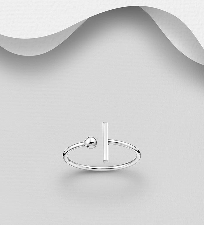 Wholesale 925 Sterling Silver Adjustable Ring Featuring Ball and Bar - SKU #706-21917