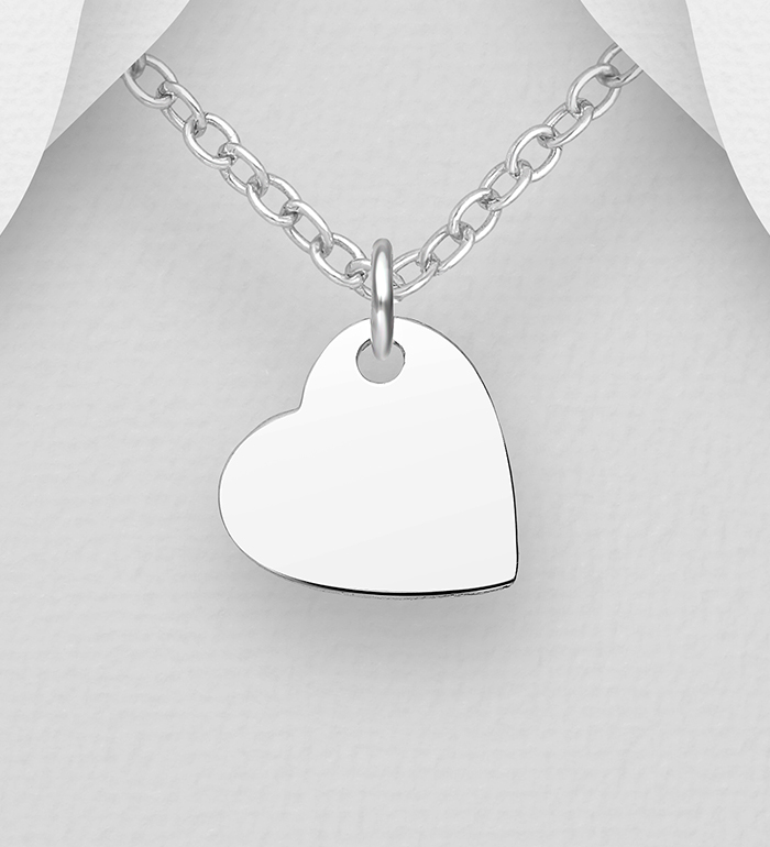 Wholesale 925 Sterling Silver Engravable Heart Pendant - SKU #706-21950