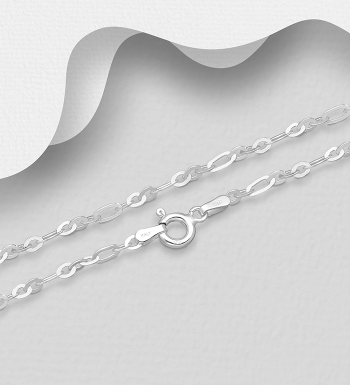 Italian Delight - Wholesale 925 Sterling Silver Figaro Rolo Chain, 2.3 mm Wide, Made in Italy. - SKU #706-5805
