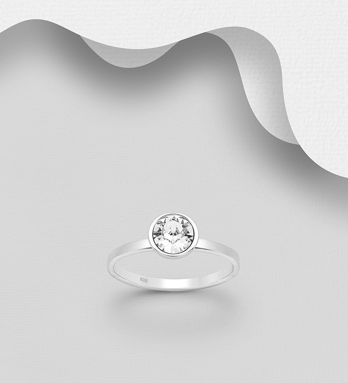 Sparkle by 7K - Wholesale 925 Sterling Silver Ring Decorated with Fine Austrian Crystal - SKU #1583-212