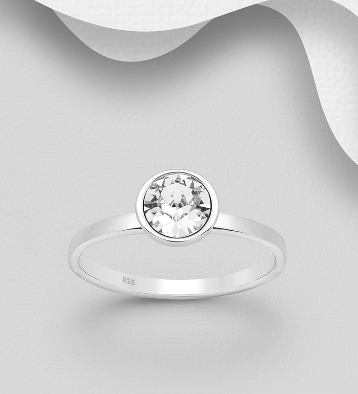 Sparkle by 7K - Wholesale 925 Sterling Silver Ring Decorated with Fine Austrian Crystal - SKU #1583-212