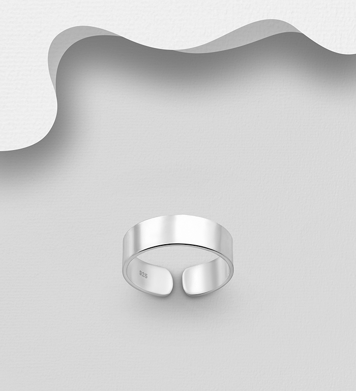 Wholesale 925 Sterling Silver Adjustable Toe Ring, Engravable - SKU #792-684