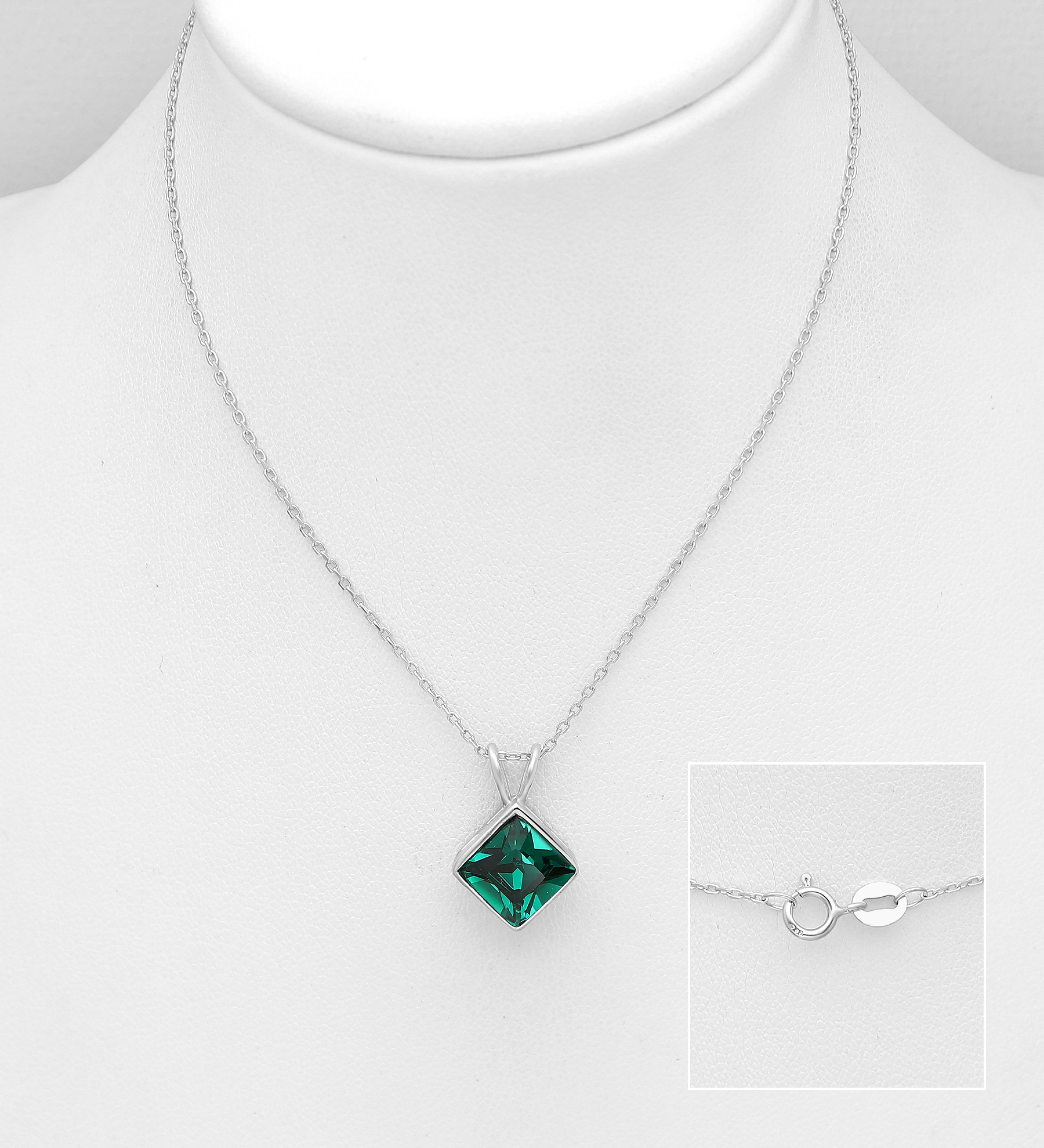 Sparkle by 7K - Wholesale 925 Sterling Silver Necklace Decorated with Fine Austrian Crystal - SKU #1583-232