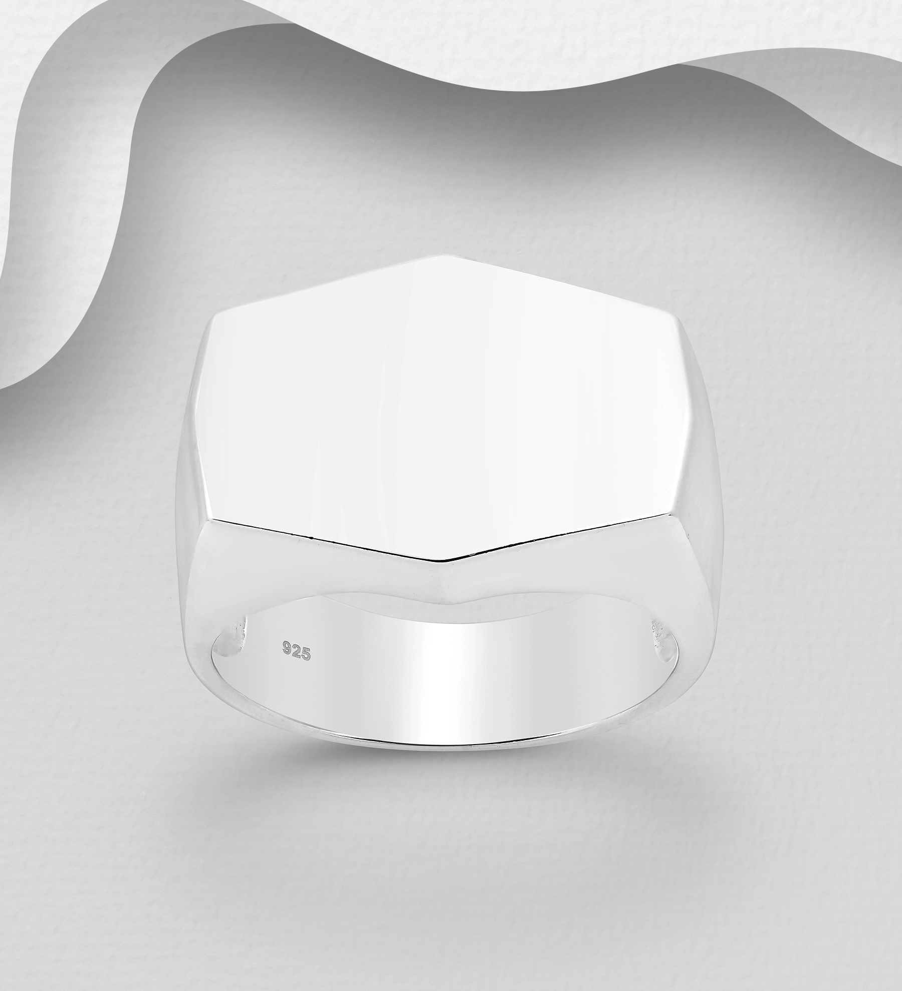 Wholesale 925 Sterling Silver Engravable Hexagon Ring - SKU #1563-268