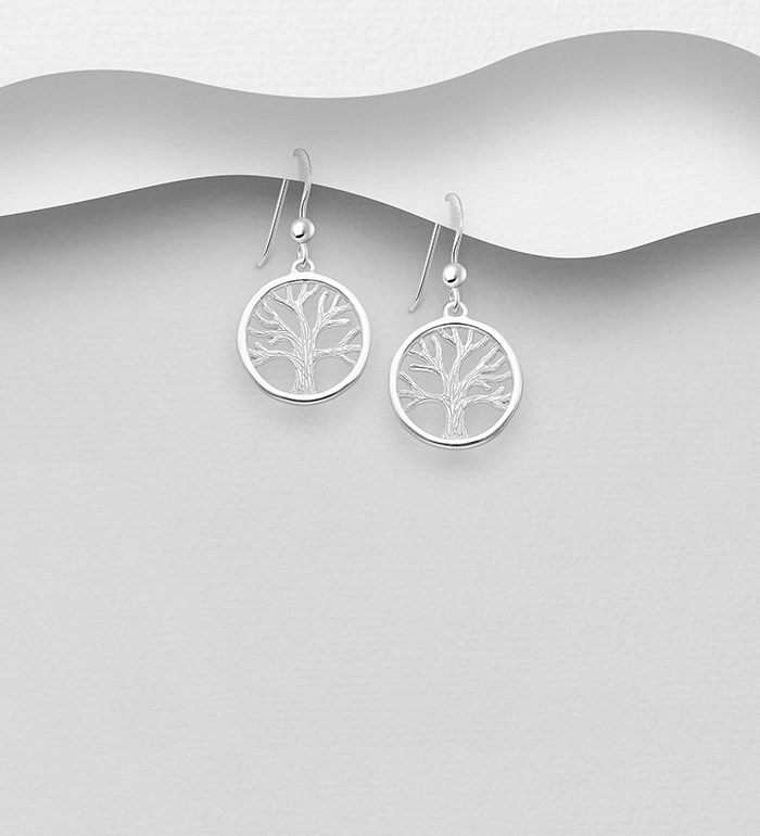 Wholesale 925 Sterling Silver Tree Of Life Hook Earrings - SKU #1063-1404