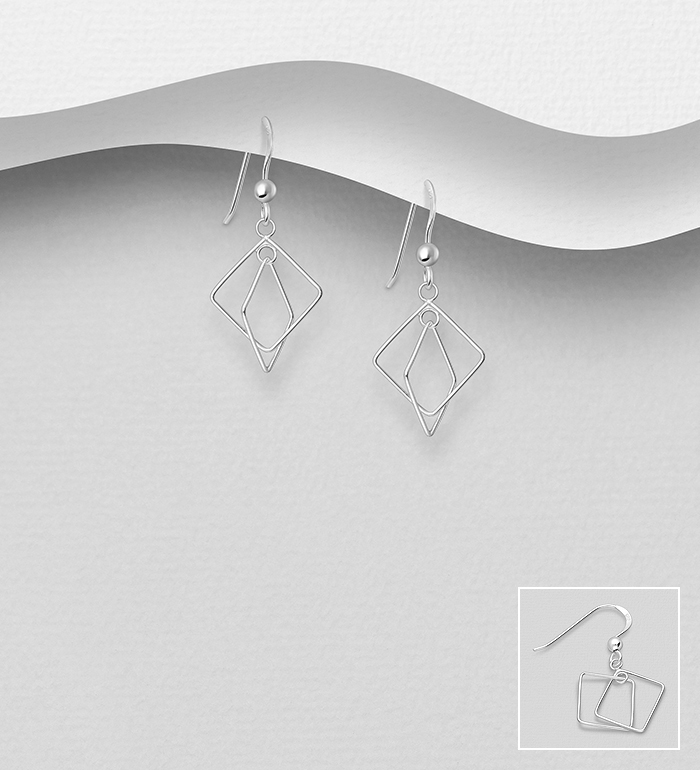 Wholesale 925 Sterling Silver Square Hook Earrings - SKU #706-22747