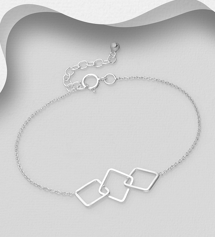 Wholesale 925 Sterling Silver Links & Square Chain Bracelet - SKU #706-23103