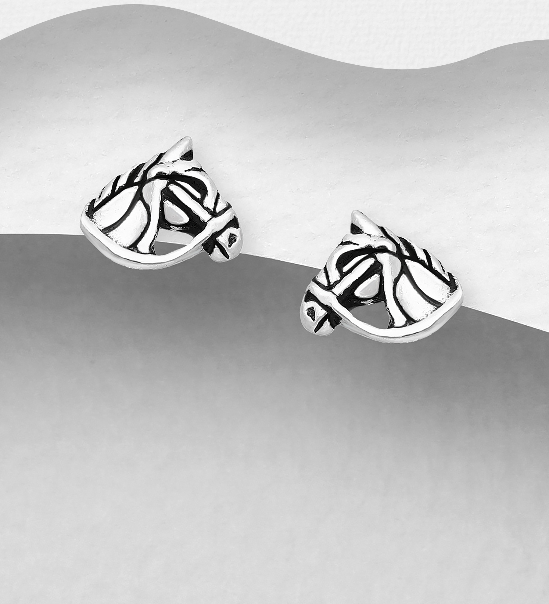 Wholesale 925 Sterling Silver Horse Push-Back Earrings - SKU #1068-1328