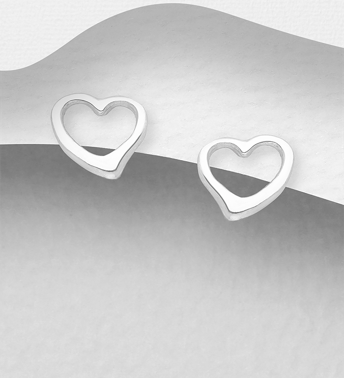 Wholesale 925 Sterling Silver Heart Push-Back Earrings - SKU #1068-1329