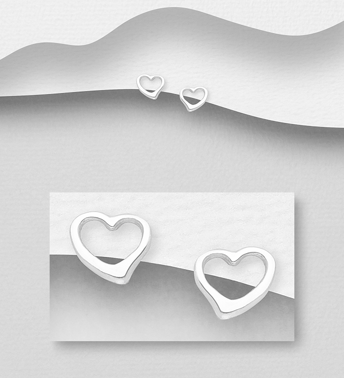 Wholesale 925 Sterling Silver Heart Push-Back Earrings - SKU #1068-1329