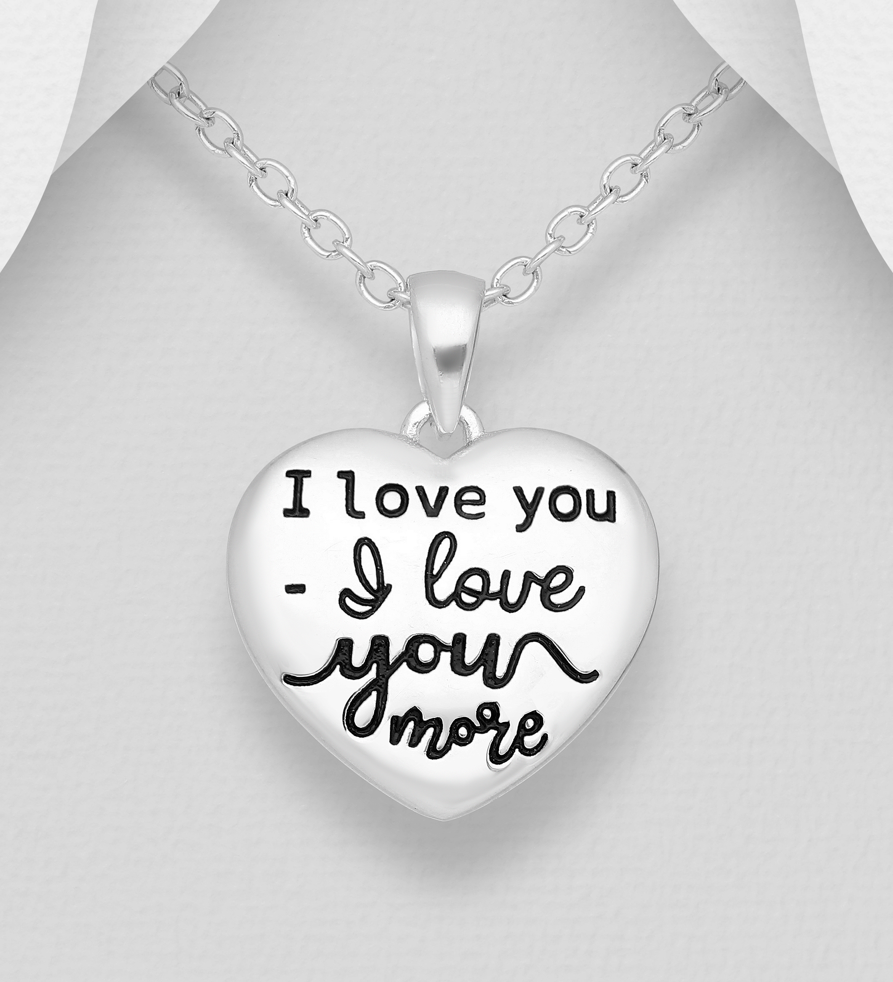 Wholesale 925 Sterling Silver Heart I love you - l love you more Pendant - SKU #1063-1488
