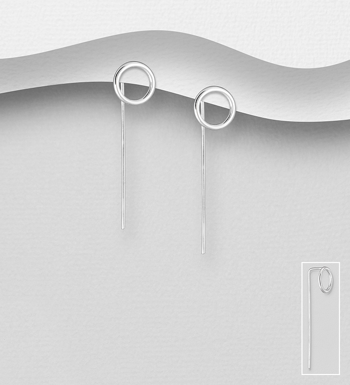 Wholesale 925 Sterling Silver Circle Hook Earrings - SKU #1063-1507