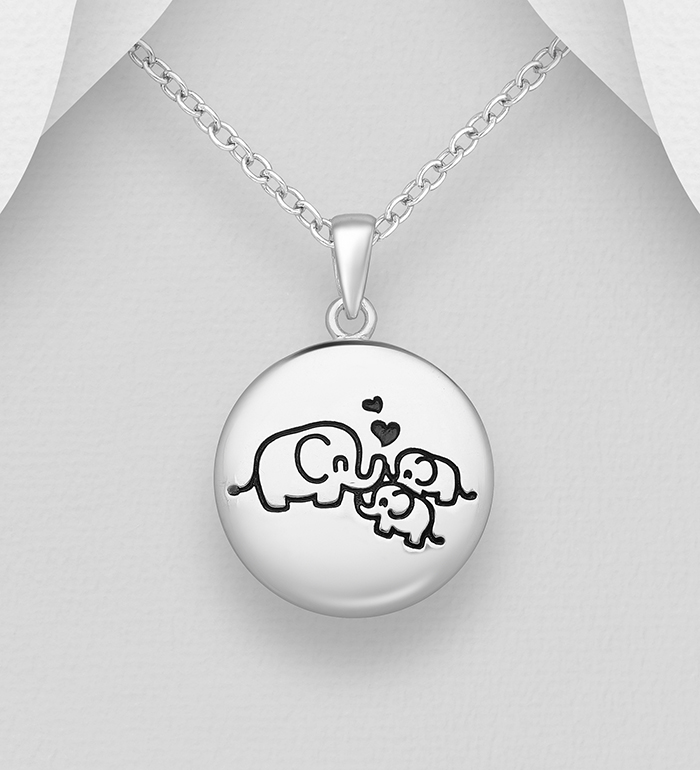 Wholesale 925 Sterling Silver Elephant & Heart Pendant Decorated With Colored Enamel - SKU #1063-1513