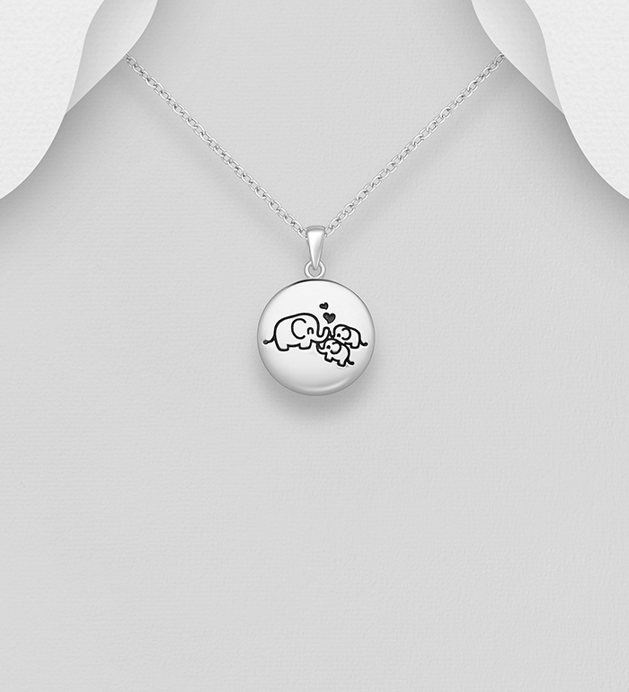 Wholesale 925 Sterling Silver Elephant & Heart Pendant Decorated With Colored Enamel - SKU #1063-1513