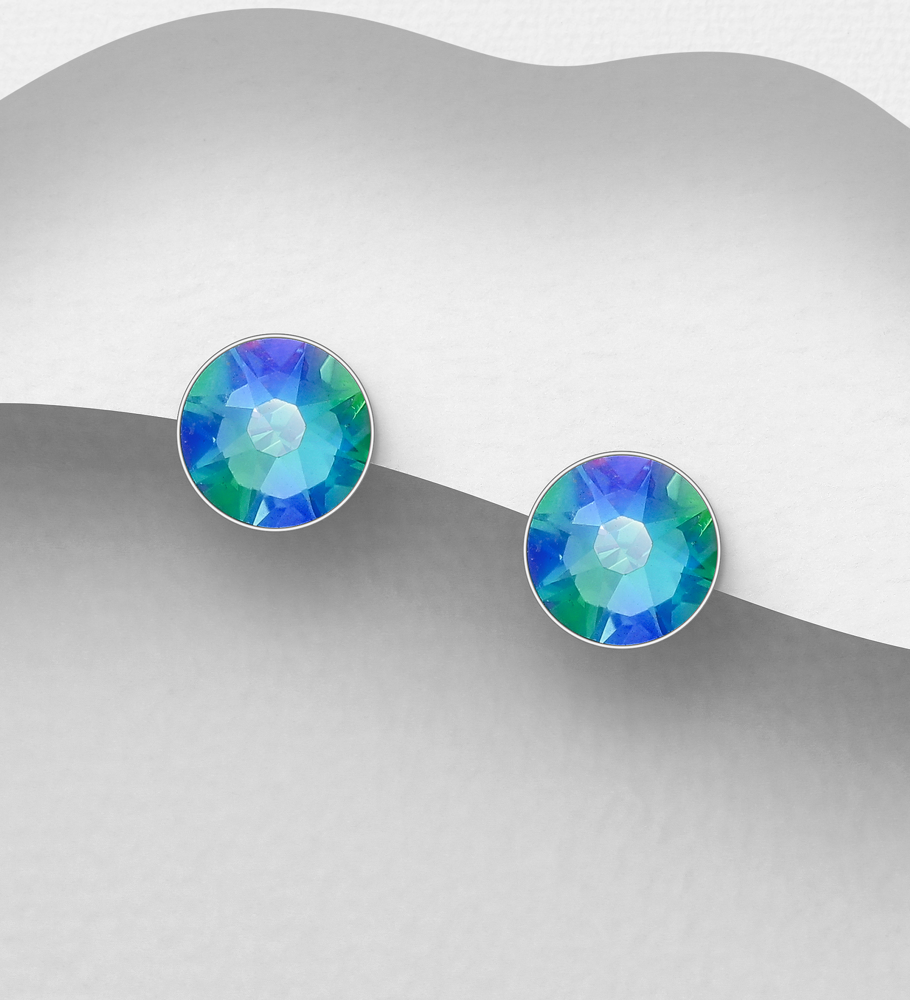 Sparkle by 7K - Wholesale 925 Sterling Silver Push-Back Earrings Decorated with Fine Austrian Crystals - SKU #1583-275