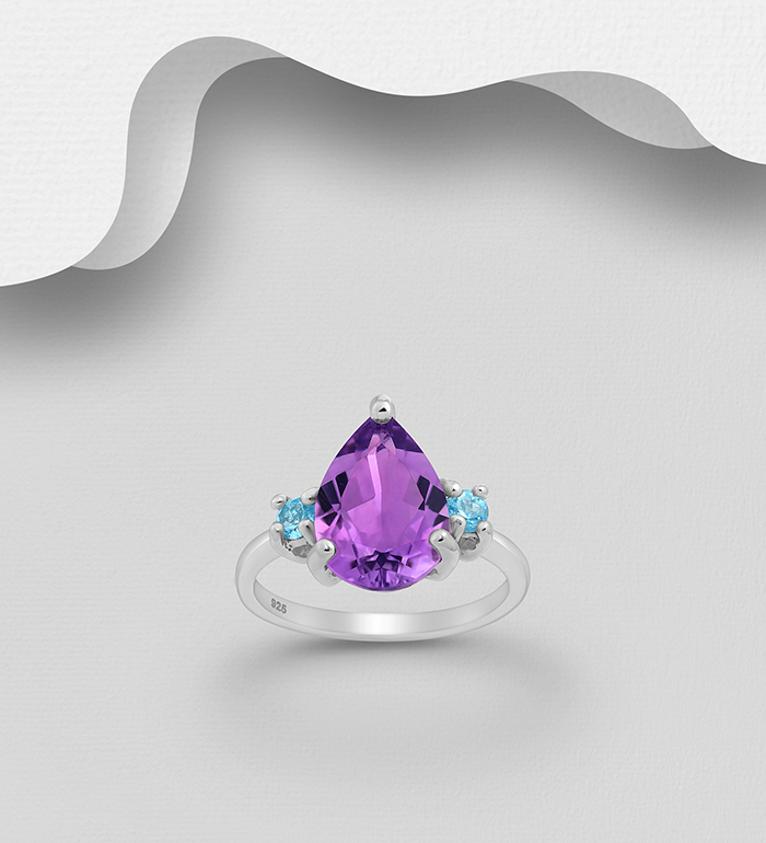 La Preciada - Wholesale 925 Sterling Silver Ring, Decorated with Various Gemstones - SKU #1181-2615A