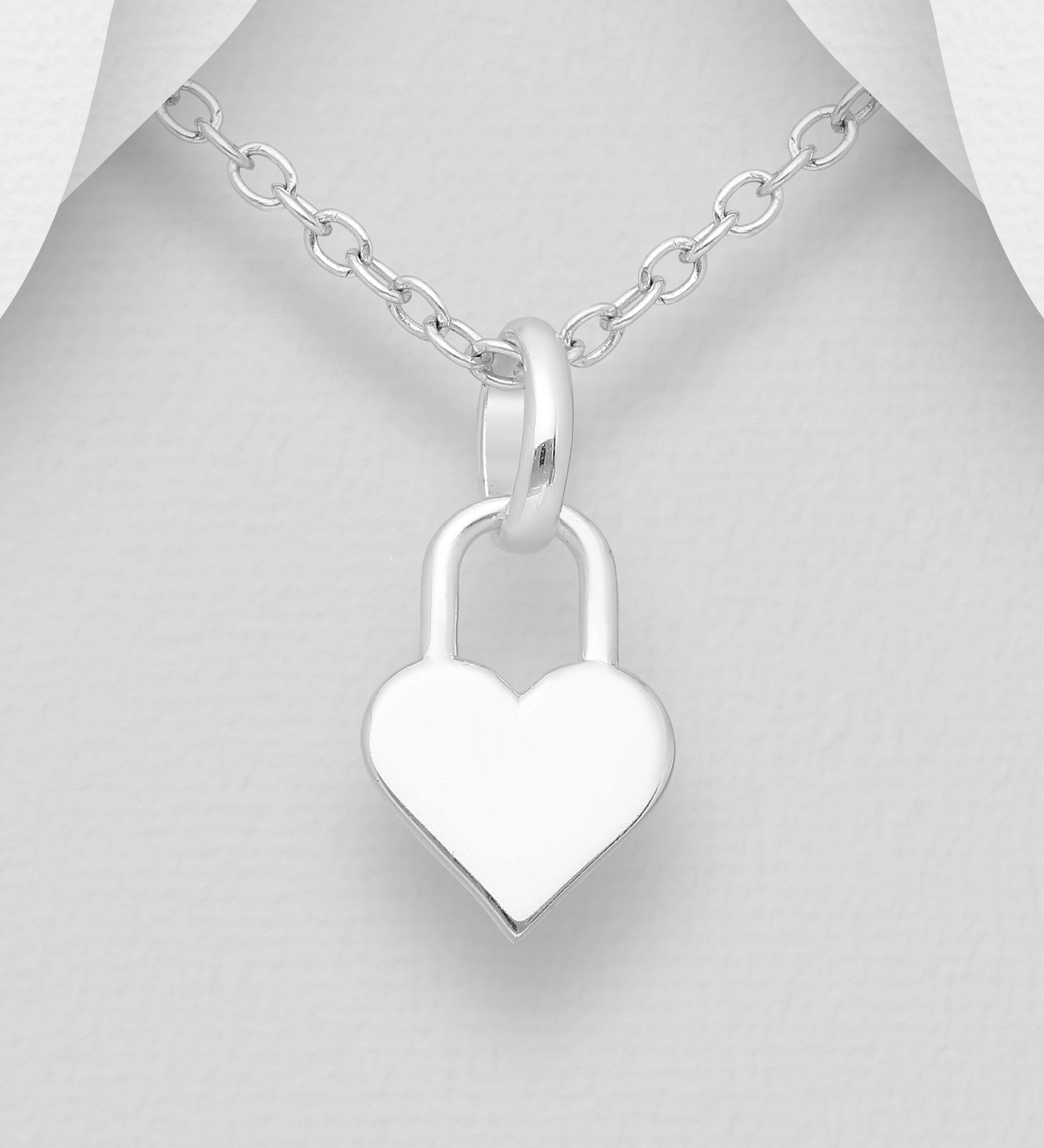 Wholesale 925 Sterling Silver Engravable Heart Lock Pendant - SKU #1063-1600