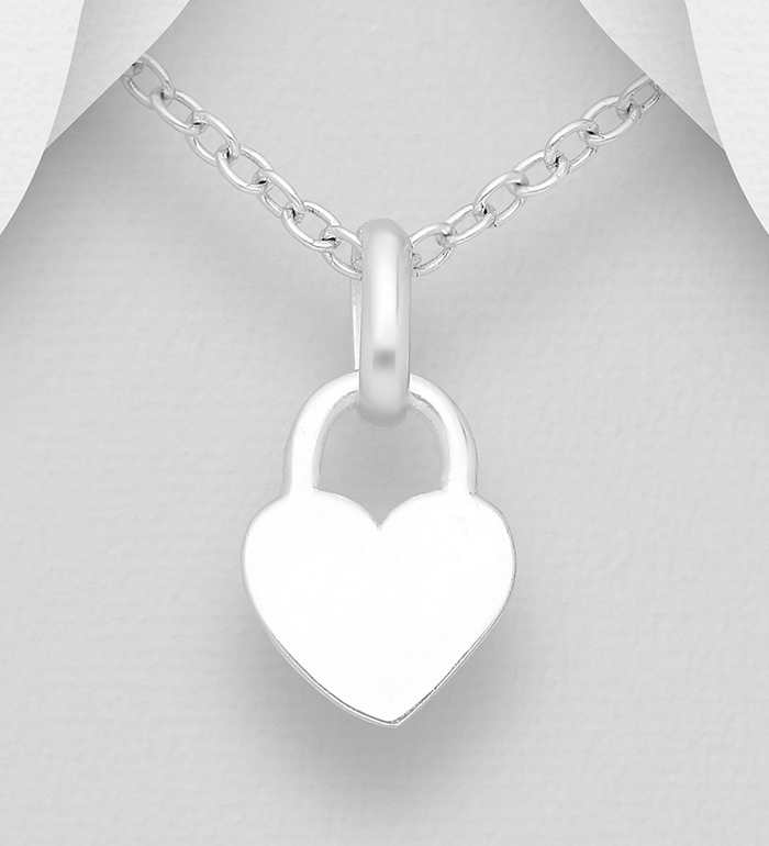 Wholesale 925 Sterling Silver Engravable Heart Lock Pendant - SKU #1063-1601