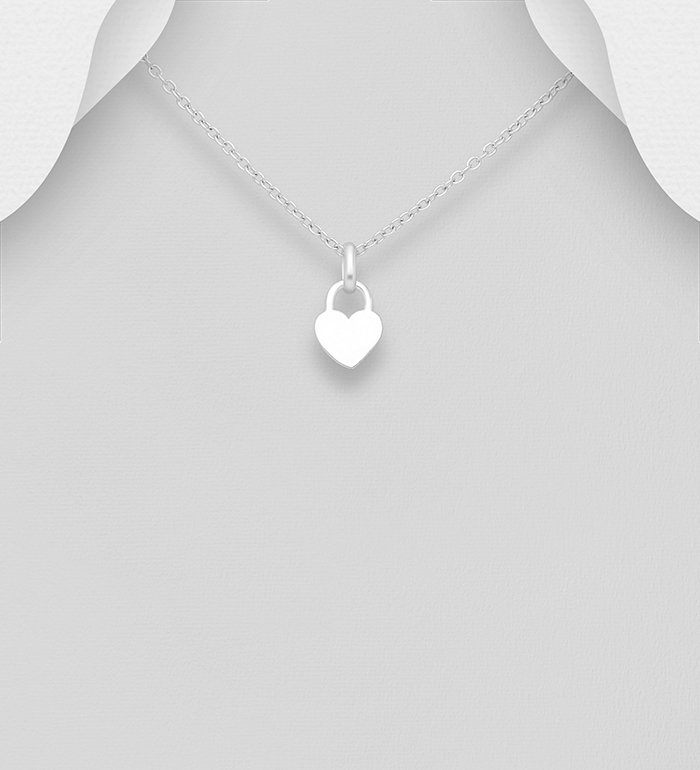 Wholesale 925 Sterling Silver Engravable Heart Lock Pendant - SKU #1063-1601