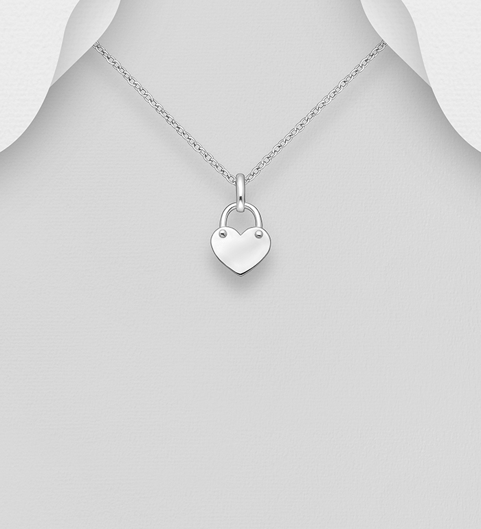Wholesale 925 Sterling Silver Engravable Heart Lock Pendant - SKU #1063-1603