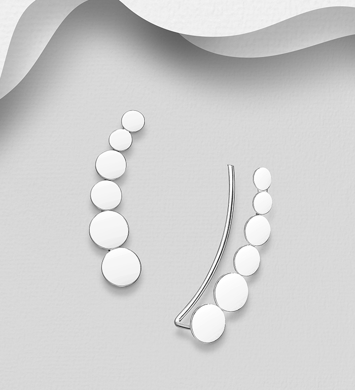 Wholesale 925 Sterling Silver Circles Ear Pins - SKU #706-24112