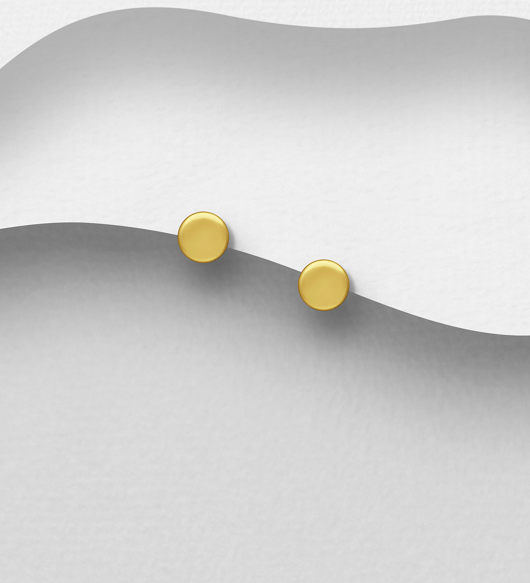 Wholesale 925 Sterling Silver Round Push-back Earrings, Plated with 1 Micron 14 or 18K Yellow Gold - SKU #1063-1656