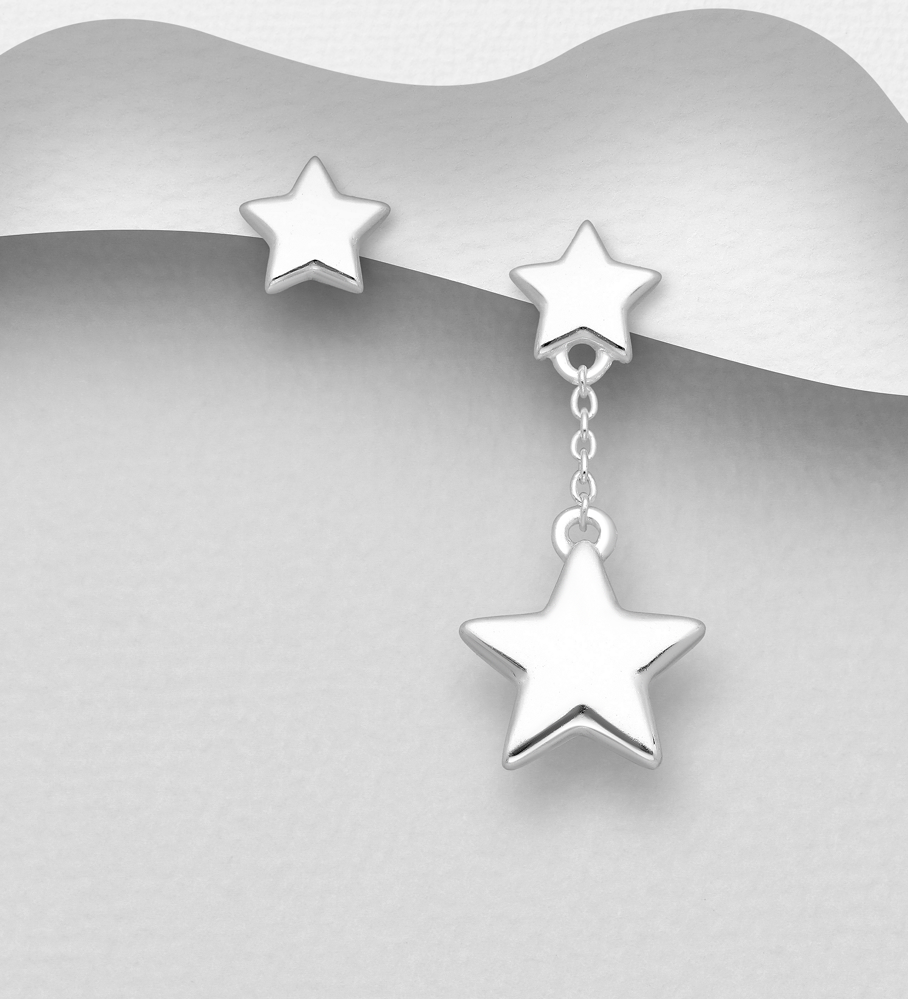 Wholesale 925 Sterling Silver Star Push-Back Earrings - SKU #1063-1697